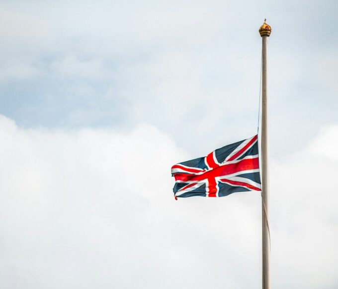 us a flag under white clouds