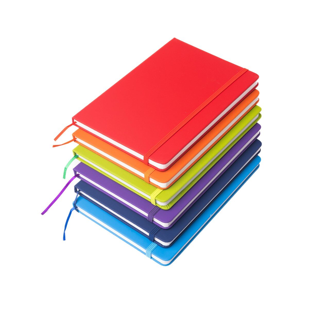 A stack of four notebooks sitting on top of each other